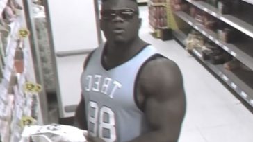 Jacked Bodybuilder caught on CCTV