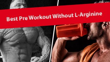 Man drinking pre workout without l-arginine and showing intense muscle pumps