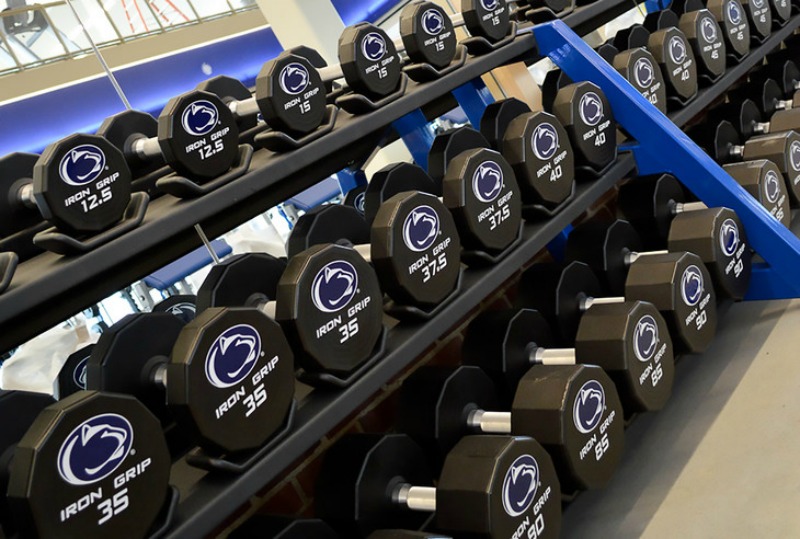 Equipment is in place for the March 31 opening of Penn State's new fitness center at the Intramural Building.