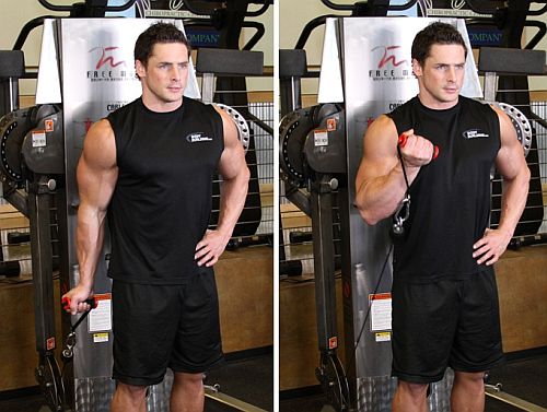 Man-Standing-One-Arm-Cable-Bicep-Curl