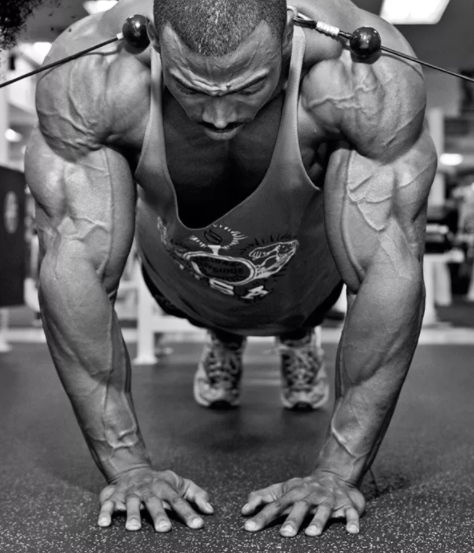 Push-ups With Cables Across Upper Back