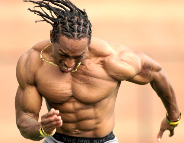 muscular sprinter running