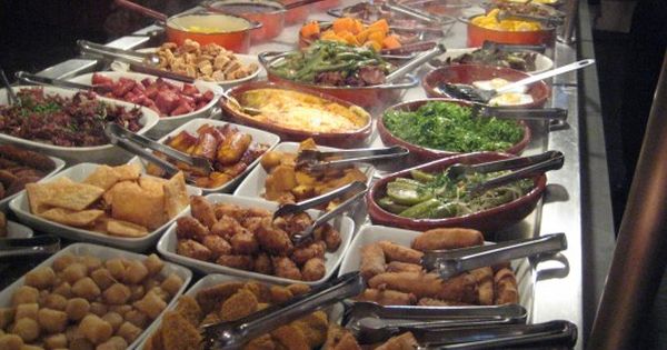 a buffet featuring lots of food choices