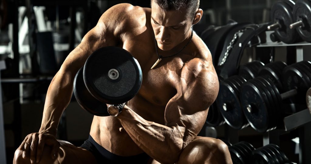 a guy performing concentration curls