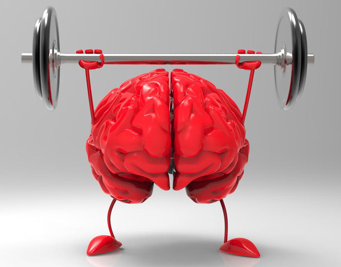 brain lifts barbell