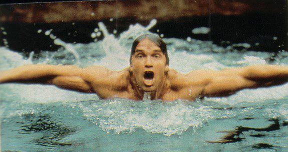 arnold schwarzenegger bodybuilder swimming