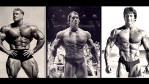image showing three famous bodybuilders with different body types
