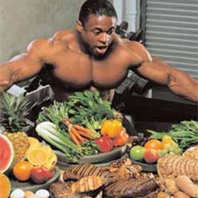 bodybuilder at healthy buffet