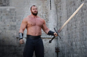 Hafthor Bjornsson world elite powerlifter and strong man shows naturally high body fat due to endomorphic build