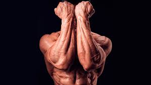 two highly developed muscular and strong forearms