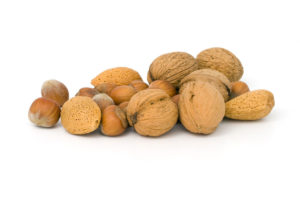 Nuts on white background