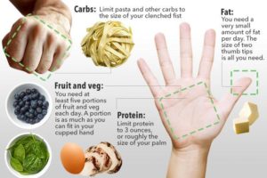 Portion sizes based on hand size