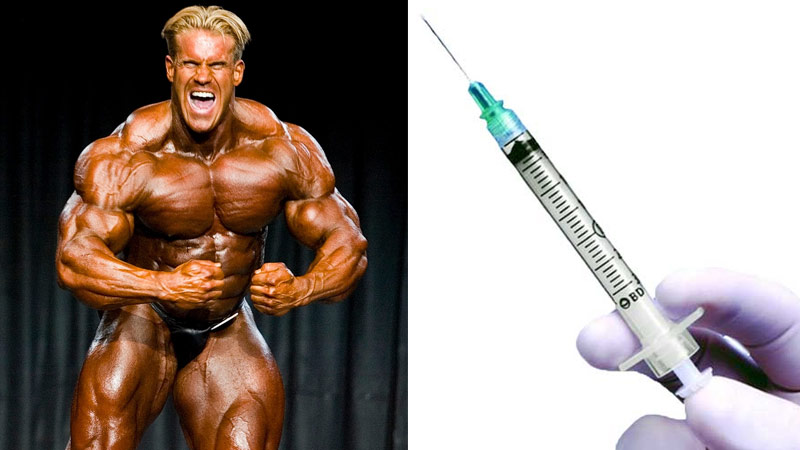 professional Jay Cutler showing muscle development due to human growth hormone injections