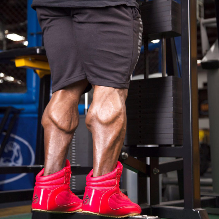 photograph showing highly developed calves of kai greene