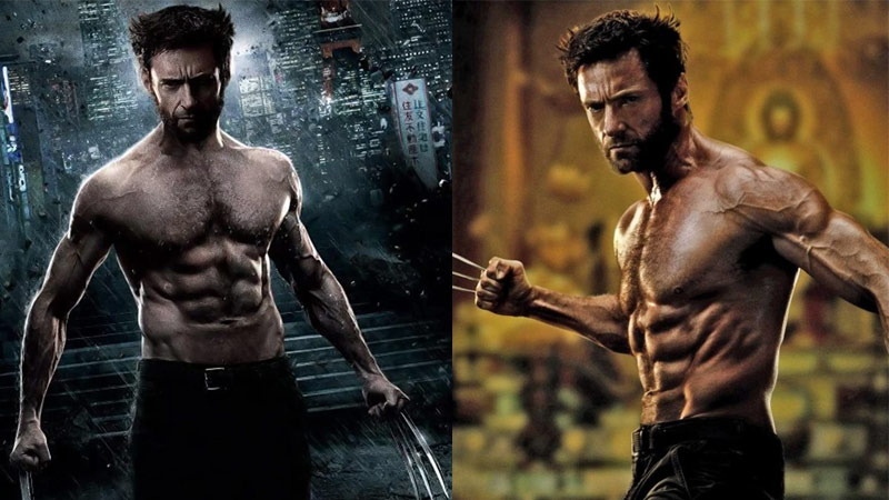 Hugh Jackman wolverine physique showing muscle gain and fat loss