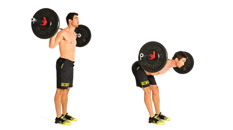 barbell good morning performed for lower back strength