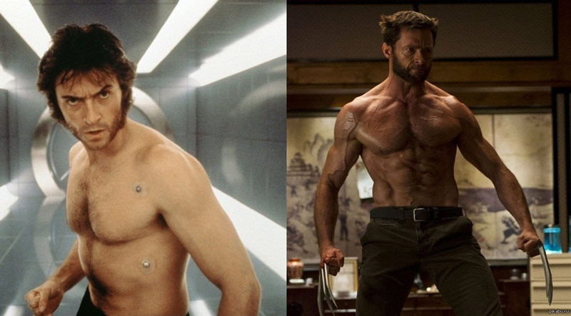 before and after Hugh Jackman wolverine transformation