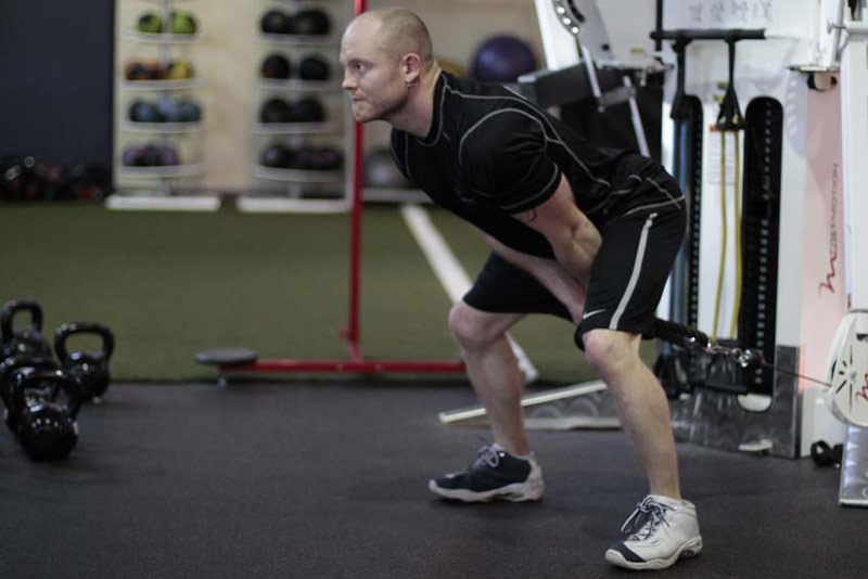 cable pull throughs performed for stronger lower back