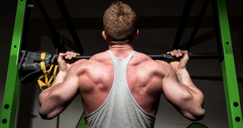 chin ups performed by strong bodybuilder for bicep development