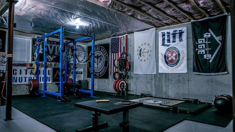 home gym set up featuring essential exercise equipment