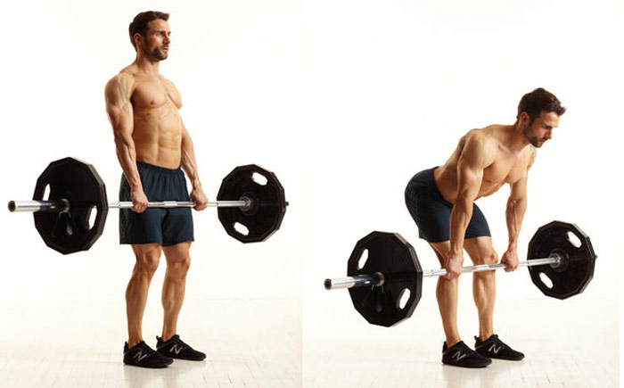 bodybuilder performing romanian deadlift