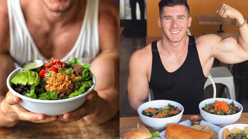 nimai delgado showing two high protein vegan meals