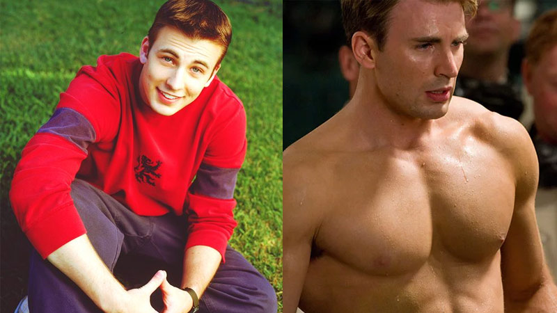 Chris Evans before and after celebrity fitness muscle transformation