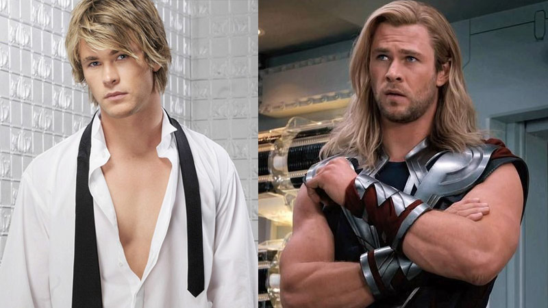 Chris Hemsworth before and after fitness transformation photo
