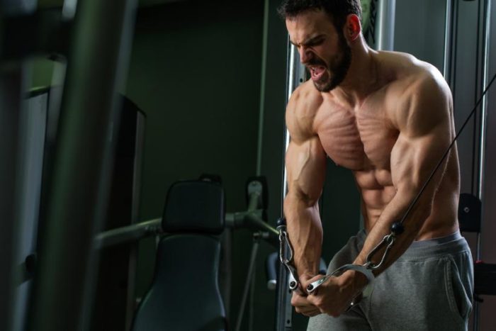 high testosterone man working out in the gym 