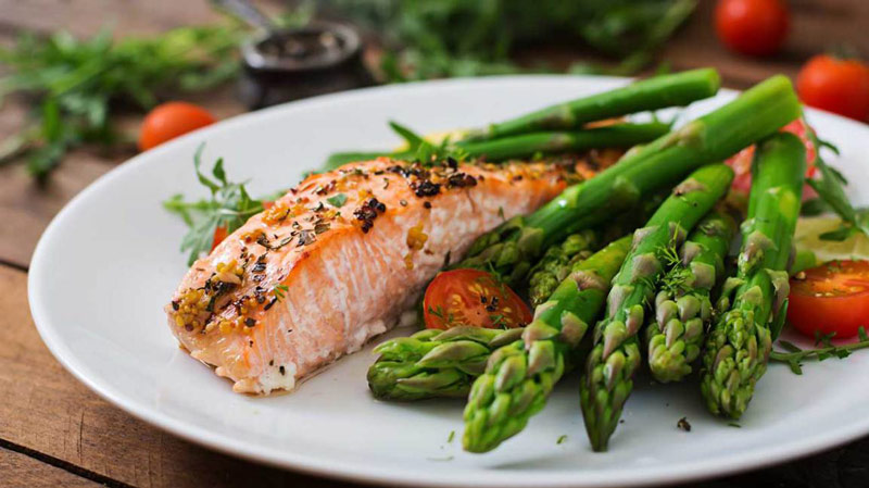 salmon dish providing healthy fats for 4-week weightloss workout and diet plan