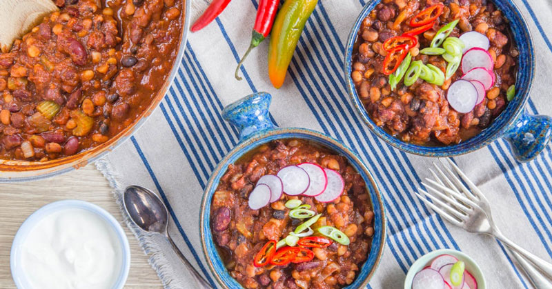 5 bean vegan chilli high protein vegan meals