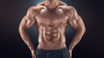 bodybuilder showing really low levels of chest fat