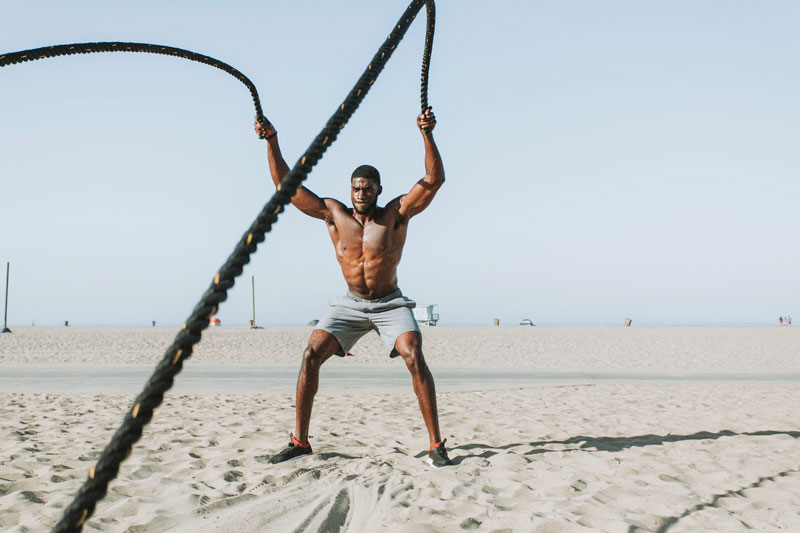 battle ropes lunchtime HIIT workout