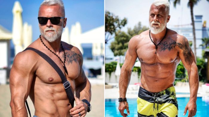 Older man body building man 