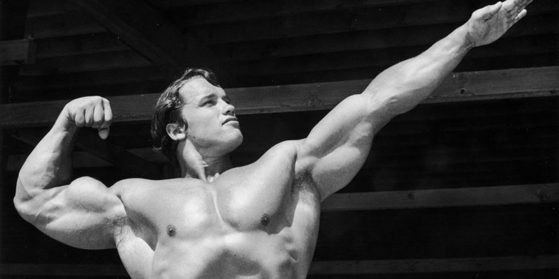 Arnold Schwarzenegger showing low levels of chest fat