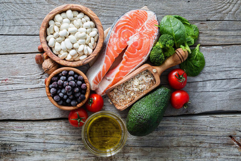 Healthy testosterone food displayed on a table