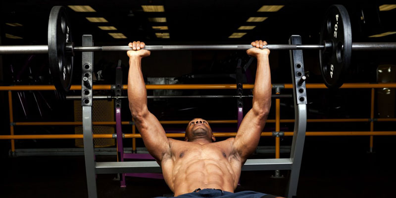 bodybuilder getting ripped with bench press