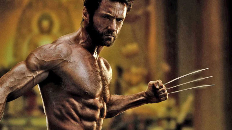 Hugh Jackman showing shredded physique