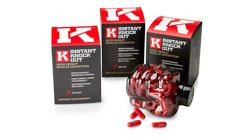 Three boxes and a bottle of Instant Knockout fat burner