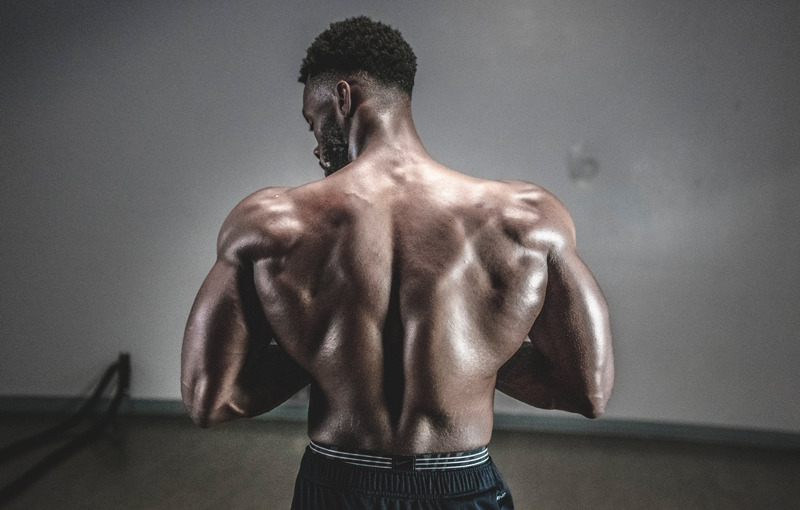 Athlete with muscular back