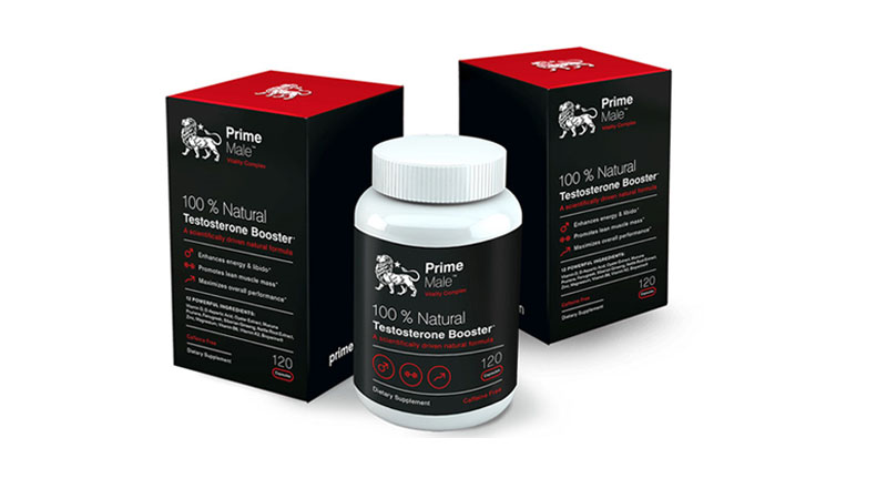 Bottle and box of Prime Male. the best testosterone booster for men over 50