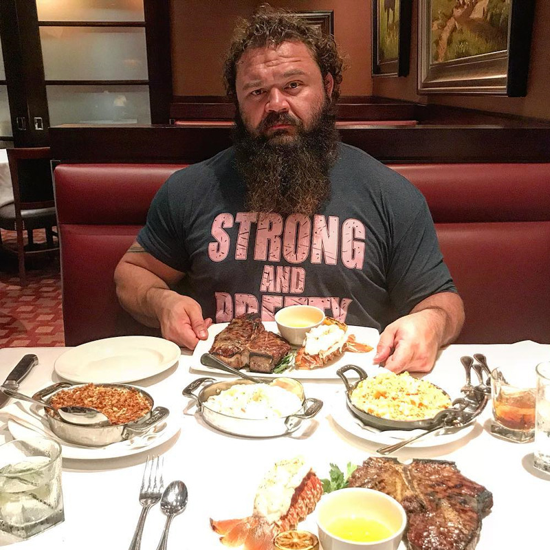 Champion Robert Oberst eating strongman diet meal