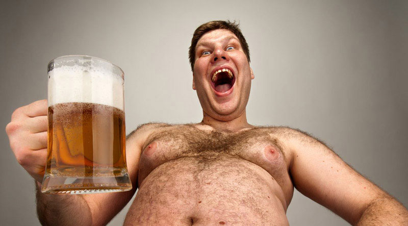 Man with breasts to showcase how certain beers can influence estrogen